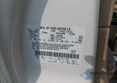 2010 Ford Escape Limited z USA, uszkodzony, nr VIN 1FMCU0E78AKB10416